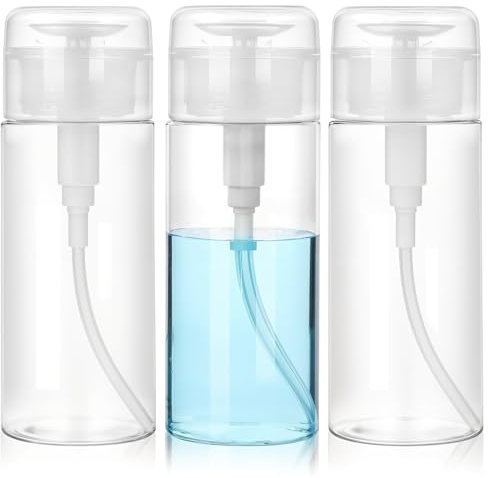 ElevateTech 3 Stück Push-Down-Pumpspender, Dispenser pumpflasche Leere Spenderflaschenbehälter 175 ml / 5,1 oz Nagellackentfernerpumpe für Alkohol-Make-up-Gesichtswasser-Nagellackentferner
