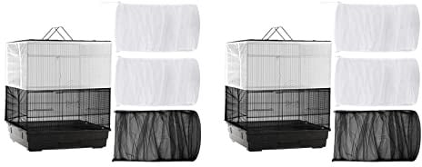 Giwnhvx 6 x große, verstellbare Vogelkäfig-Abdeckung, Samenfänger, universeller Vogelkäfig-Nylon-Netzbezug, weicher Rockschutz
