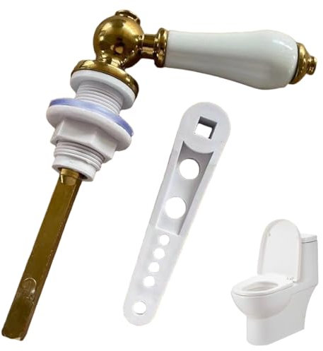 Gold Toilet Handle Heavy Duty Toilet Flush Handle Replacement with Lift Rods Suitable for Most Water Tanks Home Tools