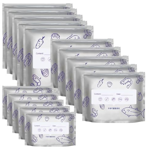 3 Sizes Re-sealable Aluminium Foil Cooler Pouches, Frozen Meat Long Lasting Freshness, Cooler Pouches for Meat, Vegetables, Milk, Sandwiches, Pack of 15