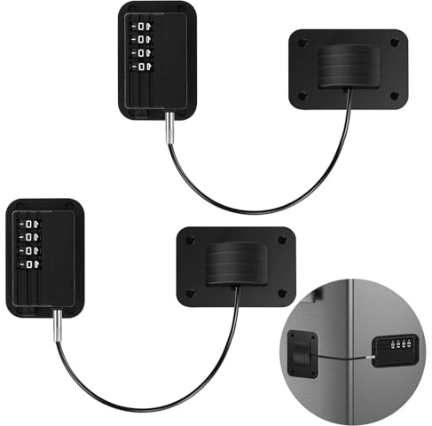 2 Stück Kühlschrank Schloss mit Code Ohne Bohren Kühlschrankschloss für Kinder Kindersicherung Schrank für Kühlschrank Gefrierschrank Schränke Schubladen(Schwarz)