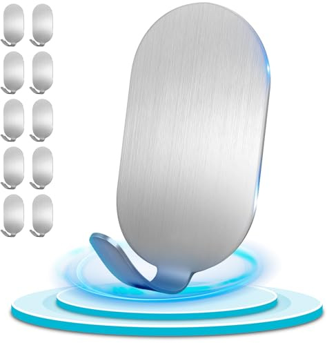 Pamofuper Ganchos Adhesivos, Perchas Baño sin Taladro, Colgador Adhesivo de Acero Inoxidable 304, No Requiere Taladrar, Colgadores de Pared para uso Doméstico, Baños y Cocinas(10 Piezas)