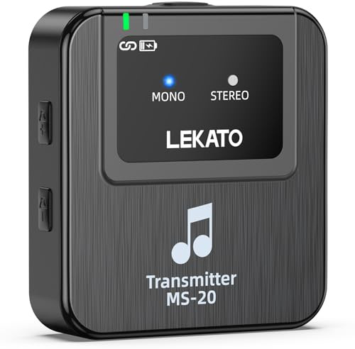 LEKATO In-ear Monitor, sistema In-ear Monitor professionale 2.4G wireless con custodia di ricarica, sistema IEM stereo per studi e prove di band (Solo trasmettitore)