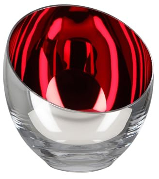 Fink Teelichthalter kugelförmig Ø 11 cm aus Glas mit rotem Innenfinish - dekoratives Windlicht & stilvolles Dekoglas für Teelichter oder kleine Kerzen - als festliche Tischdekoration & Geschenkidee