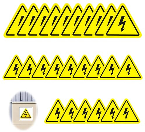 25 Achtung Strom Warnaufkleber Selbstklebend 5cm 10cm Dreieck Blitz | Warnschild Spannung Elektro, Warnung Innen Außen Bereich, wetterfest haftend dauerhaft, Gefahrenkennzeichnung Haushalt