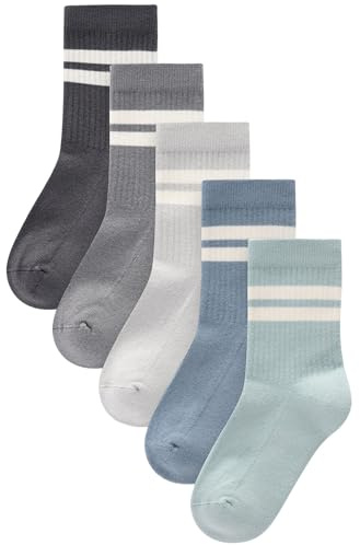 NEXT Jungen Socken mit gepolstertem Fußbett, 5er-Pack Mineral Blue/Grey 23-25.5