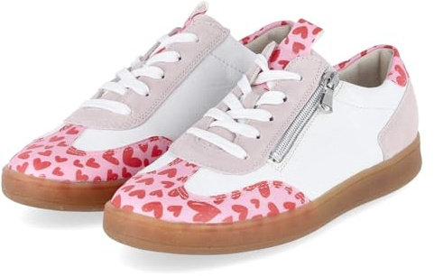 Waldläufer H-Daisy Sneaker mit Fußbett zum Wechseln 704002-300-264, Velour- / Glattleder Kombi., Rosa - Weiß, Weite H Weiß