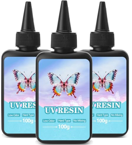 EKACO 300g UV Resin, UV Epoxy Resin Low Odor Super Clear Hard Type Fast Curing Premixed UV Epoxy for Beginners Jewelry Making, DIY Craft Decorations and Resin Art