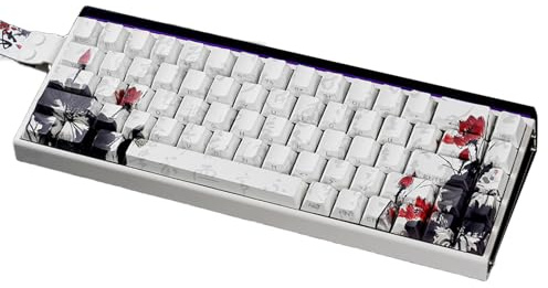 Ldabrye PBTs Lot de touches pour claviers mécaniques 65 % Motif fleurs de prunier japonais Profil de hauteur avec revêtement résistant à l'huile