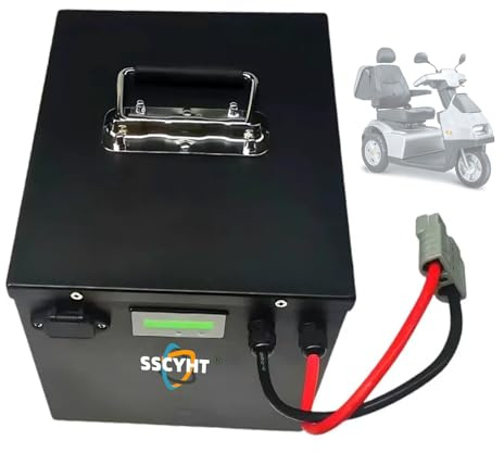 SSCYHT 60v50ah, Batterie Lithium Haute Performance 60V 30Ah 35Ah 40Ah 45Ah 50Ah 55Ah 60Ah 65Ah avec BMS pour Scooters, tricycles, Motos, Voitures électriques et Chariots 100W à 3900W