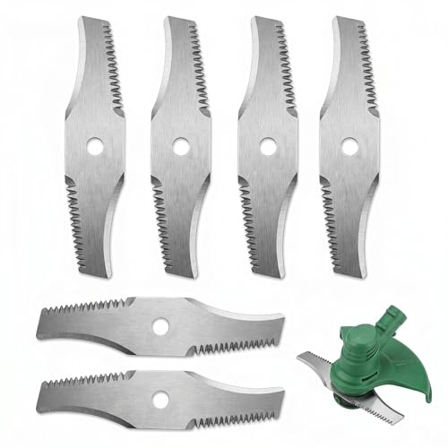 6 Pièces Lame Coupe Bordure Acier 150 mm, Lame Tondeuse 3-en-1 | Lame Débroussailleuse Ronces Épaisseur Renforcée Diamètre 5 mm, Accessoire Débroussailleuse Électrique Sans Fil et Tondeuse
