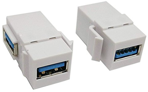 zdyCGTime USB 3.0 Keystone-Steckereinsätze, 90 Grad rechtwinklig, USB 3.0 Adapter, weiblich auf weiblich, für Wandplatte, Steckdose, Weiß