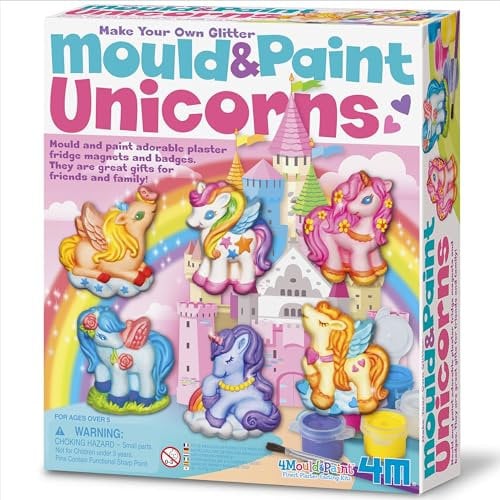 4M | Mould and Paint Unicorns | Mould and Paint Fridge Magnets and Badges | Unicorn Themed Craft Activity | Kids Ages 5+