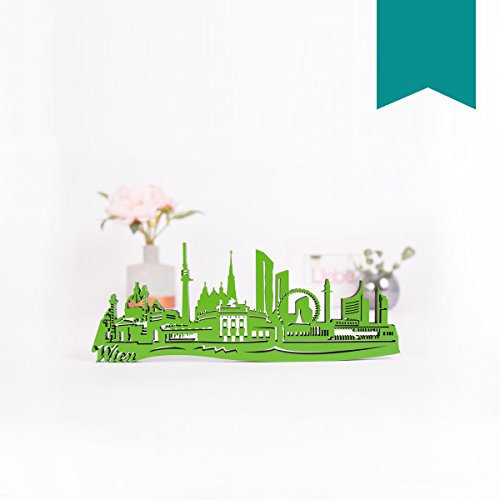 Kleinlaut 3D Deko Skyline aus Holz - Wien - Wähle Stadt, Farbe & Größe - Türkis - Größe: 25 x 9,5 cm