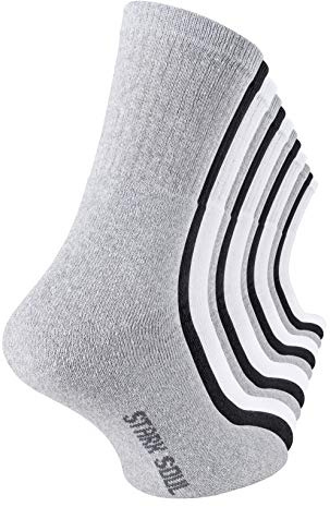 STARK SOUL Crew Socks-Essentials, Tennissocken, Freizeitsocken, (12 Paar), Baumwolle, Schwarz, Weiss, Grau Meliert