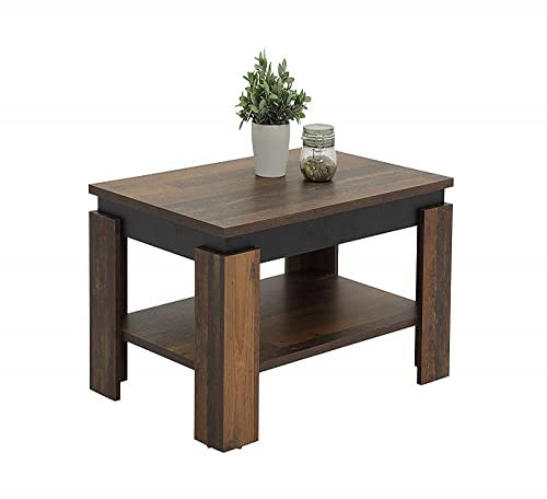 DEINE TANTE EMMA 082707 Tim II Oldwood Altholz Nb. Dekor/schwarz Couchtisch Beistelltisch quadratisch