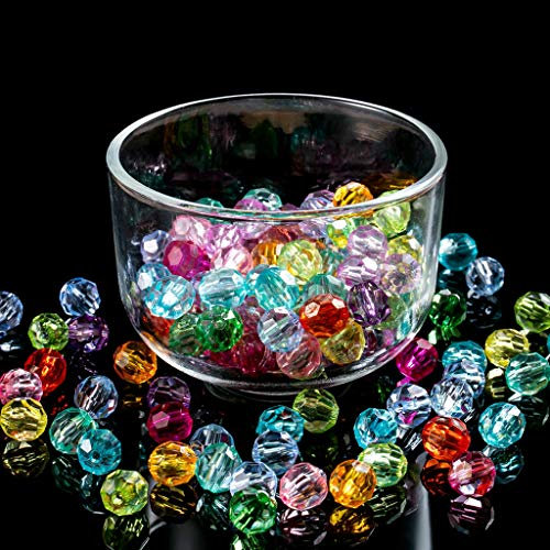 320 Stück 10mm Kristall Glas Perlen Facettierte Glasperle Kügelchen Bunte Glasperlen Runde Kunstperlen Mehrfarbig Sortierte Perlen Gemischt Bastelperlen für Handwerk Armband Schmuck