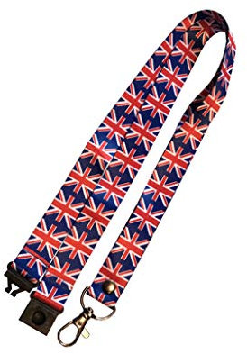 inking house Umhängeband mit Union Jack-Flagge, Ausweishalter, Sicherheitsclip, Großbritannien, blau, WIDTH: 20 MM LENGTH: 45 CM