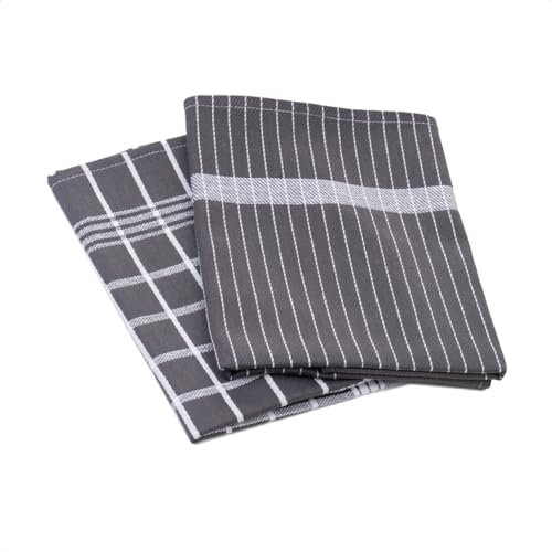 Gözze - Geschirrtuch-Set, 4-teilig, 100% Recycelte Materialien (65% Baumwolle und 35% Polyester), 50 x 70 cm - Anthrazit