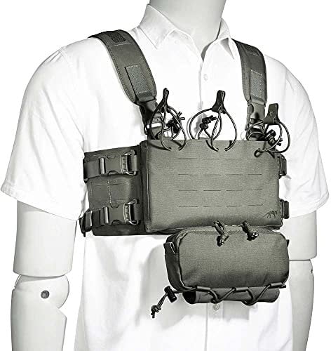 Tasmanian Tiger TT Small Combi Rig IRR modulares Gurtzeug mit Abnehmbarer Zusatz-Tasche und Magazin-Modul, Steingrau-Oliv IRR