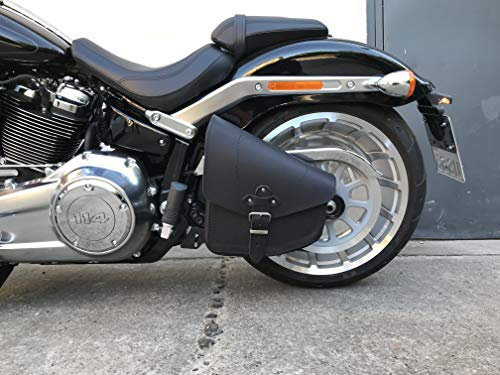 ORLETANOS Odin Black Satteltasche kompatibel mit Harley Davidson schwarz Seitenkoffer Werkzeugtasche Echtleder Schwingentasche Seitentasche Tasche HD Slim Softail 2017 Lowrider