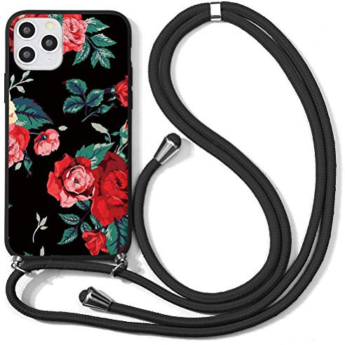 Yoedge Silikon Hülle für Huawei P10 Lite 2017/ P10 Lite 5.2″ Blumen Handyhülle Handykette Frau Necklace Handyband Umhängeband Lanyard Handy Handyhülle Handytasche für HuaweiP10Lite Zum Umhängen, Rosa