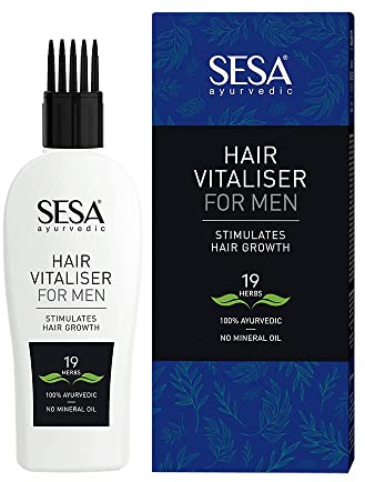Sesa Ayurvedischer Haar-Vitalisierer für Männer für das Haarwachstum – 19 Kräuter + 11 Öle – OHNE Mineralöl – mit Kamm-Applikator – 100 ml