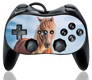 DeinDesign Skin kompatibel mit Nintendo Wii Classic Controller Pro Folie Sticker Pferd Animal-Look Tiere