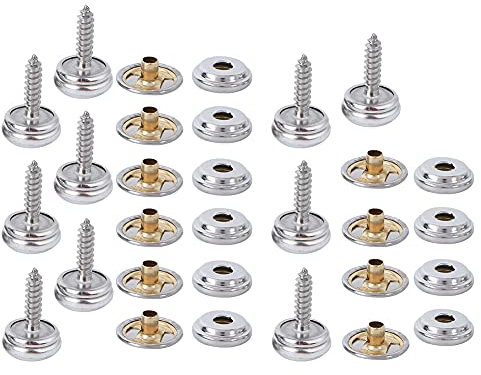 10 Set Bottoni a Pressione Metallo, Bottoni di Fissaggio Automatici con Fibbia a Vite per Tende, Vestiti, Giacche, Jeans, Braccialetti, Borse