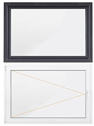 Bastion Fenster Kellerfenster 1 Flügel Drehfunktion 2-fach Verglasung RC2 BA außen anthrazit/innen weiß 70 mm Profil (800x400 mm Links)