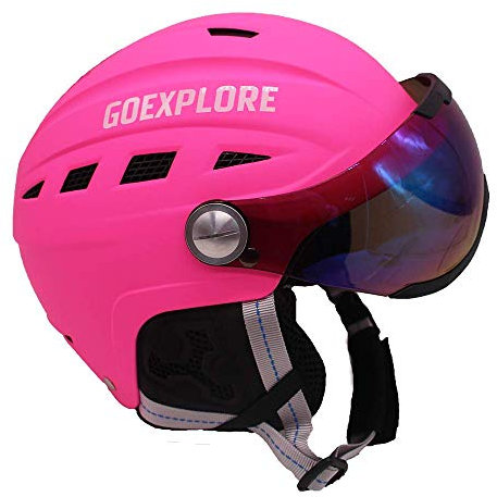 Sport Tent Kids Ski Helmet Visor Adult Snowboard Helmets Visor Ski Snow Snowboard Skate Helmet With Removable Polarized Goggles (Small(52-56cm), Pink)