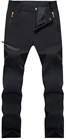 EKLENTSON Men's Work Trousers Lightweight Stretch Hunting Pants Quick Dry Hiking Water Resistant Work Trousers with Zip Pockets Black,34