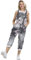 STAR FASHION Women's Ladies Dungarees Jumpsuit Sleeveless Overalls Playsuit Loose Baggy Retro Italian Trouser Long Pants Denim Floral Tie Dye Prints/Small