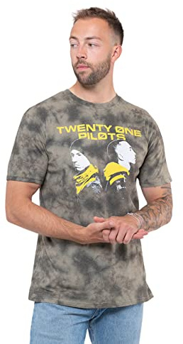 Twenty One Pilots T Shirt Back to Back Band Logo Unisex Dip Dye Green XXL