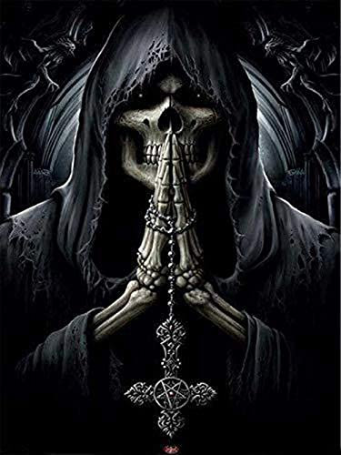 HUASHUZI 5D Diamond Painting Totenkopf Horror Skull Skelett Schädel Bilder Diamant Malerei Erwachsene Kits 30X40cm