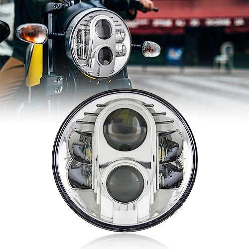 SKUNTUGUANG 7-Zoll-LED-Scheinwerfer für Electra Glide 80W runder Scheinwerfer Indian Chieftain 2016 2017 mit Tagfahrlicht Fern-/Abblendlicht (Silber)