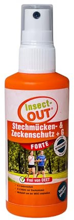 Insect-OUT Stechmücken- und Zeckenschutz + G FORTE - Sofortiger Schutz - Insektenabwehr - gebrauchsfertig und hautfreundlich - frei von DEET - 100 ml