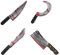Proumhang 4 Stück Blutige Halloween-Waffen Machete,Messer,Axt,Spalter und Sichel Halloween-Requisiten Party-Deko-Set für Halloween-Dekoration,Spukhäuser und klobige Kostüme,Kombination