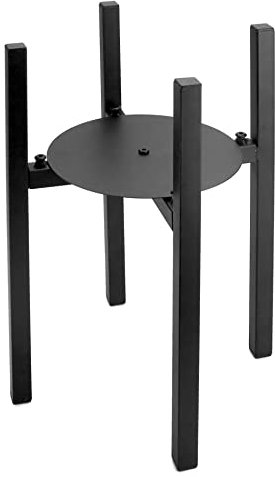 QWORK® Soporte de maceta ajustable, soporte de planta de metal negro, ancho ajustable de 20 a 30 cm para uso en interiores y exteriores