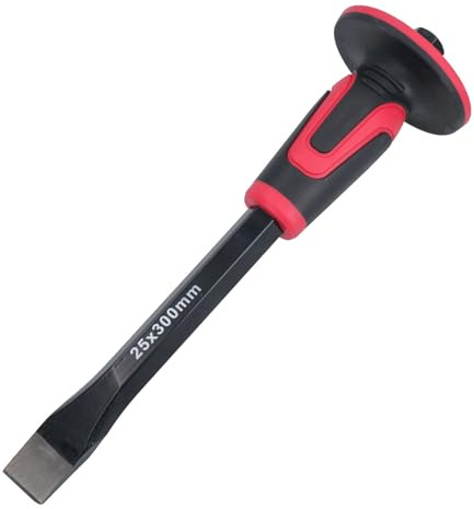 Soft Grip Guarded Handled Cold Chisel 300mm x 25mm for Masonry Bricks Blocks
