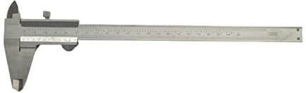 WRS Präz.-Messschieber/Schieblehre mit Feststellschraube, DIN 862, rostfrei, mattverchromt, ganz gehärtet, 4-fach Messung, mit Gewindetabelle, im Etui, Größen Name: 200 mm Messbereich, Nonius 0,02 mm