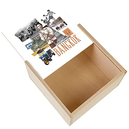 Fabulous Bangkok Box aus Holz im Vintage-Look, für Thailand-Reisen, Postkarte (11 x 11 x 3,5 cm)