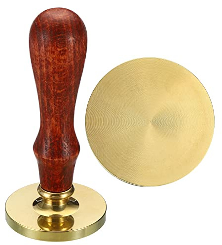 PATIKIL 40mm Runde Leer Wachssiegel Stempel Abnehmbar Holzern Handgriff | Messing, Kopf ohne Schnitzerei, Retro, Für Umschlag Einladung Wein Verpacken Geschenk Verpackung