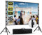 Pantalla de proyector de 150 pulgadas con soporte, pantalla de proyección exterior HUANYINGBJB portátil, pantalla frontal trasera 16:9 4K HD con bolsa de transporte para teatro, patio trasero, noche