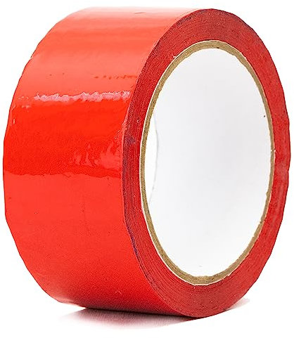 Ruban d'emballage Ruban adhésif en polypropylène coloré Ruban adhésif pour colis roulants Silencieux Heavy Duty Boîte colorée Emballage Ruban adhésif acrylique 50 mm x 66 m de long (1, Rouge)