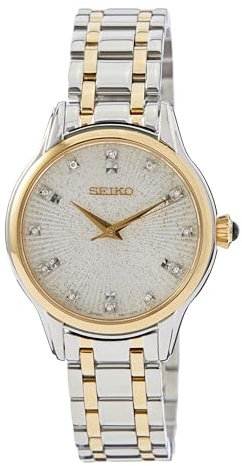 Seiko SRZ550P1 Women's Analogue Japanese Quartz Movement Watch with Stainless Steel Strap, Silver/Gold, Bracelet