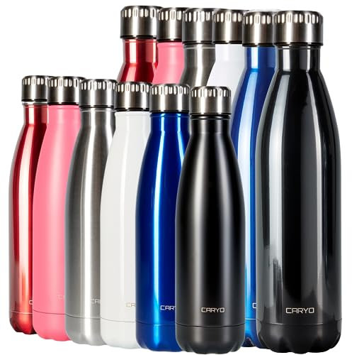 CARYO - Borraccia termica in acciaio inox, 750 ml, in metallo, 500 ml, in acciaio inox, 750 ml, a tenuta stagna