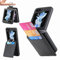 L-FADNUT Kompatibel mit Samsung Galaxy Z Flip 5 Hülle, Leder Kartenfächer Handyhülle Magnetisch Ständer Schutzhülle mit Ring Klappbare Case für Samsung Galaxy Z Flip 5 Schwarz