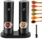 Jinlaili Set of 2 Electric Salt and Pepper Mills, Battery Operated Black Pepper Mill with Base, Adjustable Coarseness Spice Mill, Automatic Grinding with LED Light, for BBQ Restaurant Kitchen