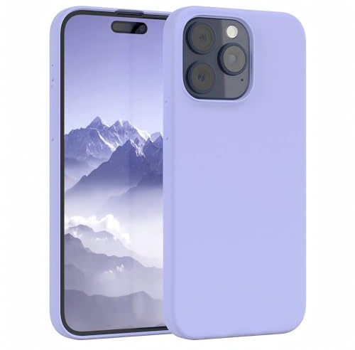 EAZY CASE Premium Silikon Handyhülle kompatibel mit iPhone 15 Pro Max Slimcover mit Kameraschutz und Innenfutter, Silikonhülle, Schutzhülle, Bumper, Handy Case, Hülle, Softcase, Lavendel Lila